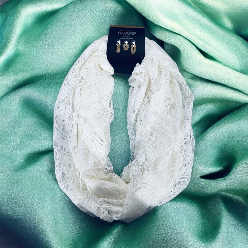 Scarf-Infinity Lace Scarf Off White
